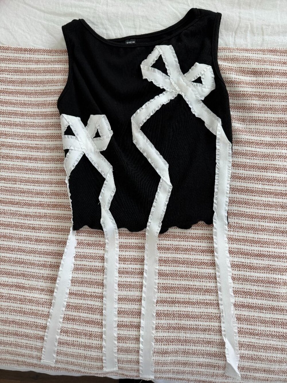 Coquette Black Ribbon Bow Tank Top Balletcore XS